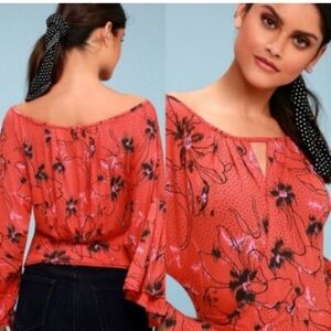 FREE PEOPLE Last Time Printed orange surpice‎ GUC Large